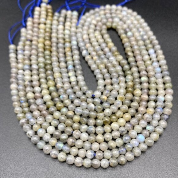 4mm Labradorite Genuine Semi Precious Natural Gemstone Bead Strand - Picture 2 of 2